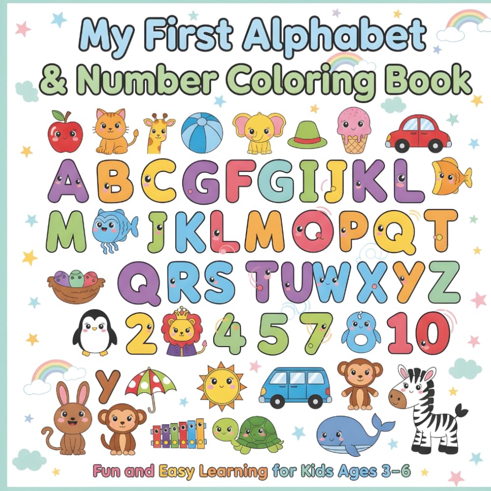 My First ABC & 123 Coloring Book: Fun with Letters, Numbers, Shapes and More! Bold & Easy Designs for Toddlers and Preschoolers.