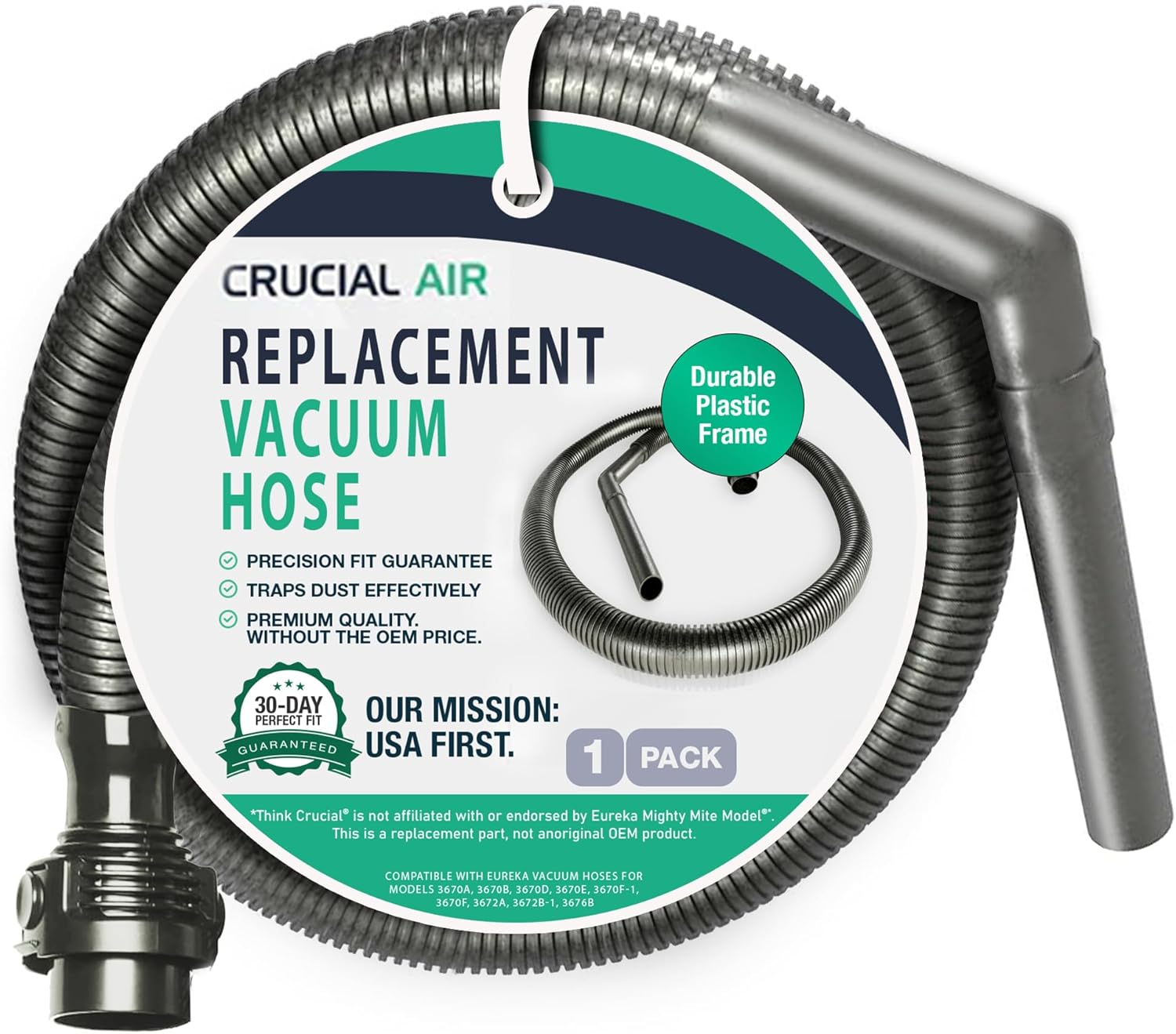 Replacement Vacuum Cleaner Hose Part Compatible With Eureka Mighty Mite Hose - 13 x 10.5 x 3 - Vacuum Tube Hose Fits Models 3670 3672 3673 3674 3676 3682 Series, Part 60289-1 - Think Crucial (1 Pack)