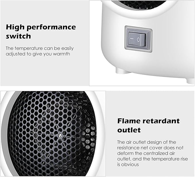 Calefactor Eléctrico Portátil Cerámico PTC 400W con Termostato miniatura 6