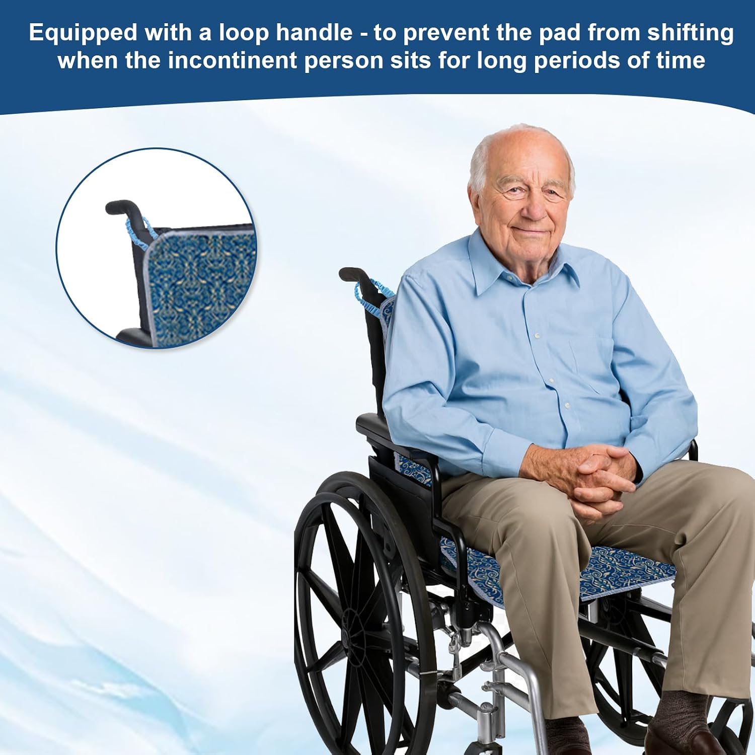 JFHNMLW Waterproof Highly Absorbent Incontinence Wheelchair Pads for Elderly (Dark Blue)
