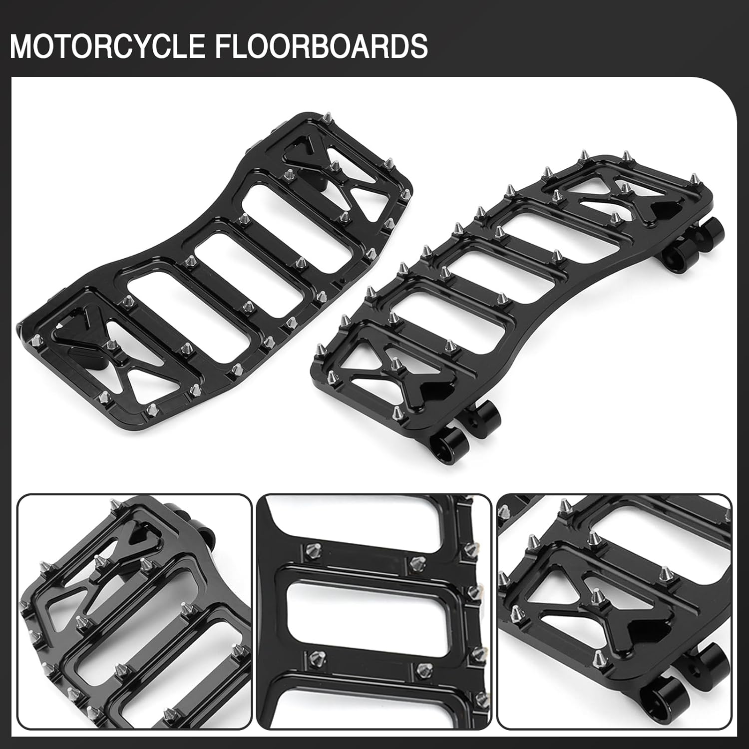 Motorcycle Floorboards MX Foot Pegs Front Footrest Pedals for Harley 86-2023 Touring Road King Street Glide 1986-2017 Softail FL Fat Boy Heritage Dyna FLD 2012-2016 (Silver black)