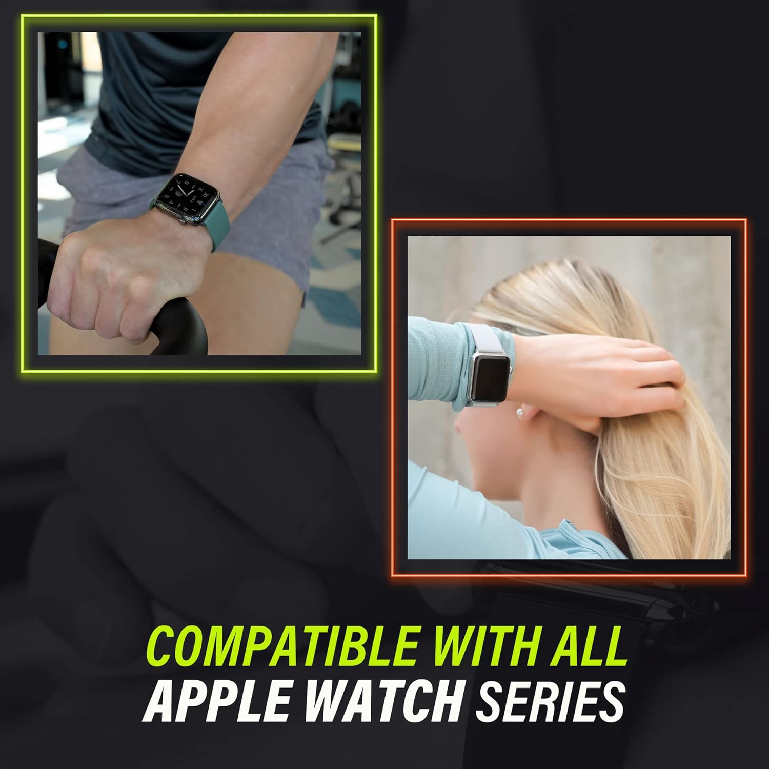 Divoti Compatible with Apple Watch | Premium Soft Silicone Sport Stainless Steel Bands| Quick-Release Comfortable & Stylish| Replacement Rubber Watch Strap for All Series 41/40/38-MM