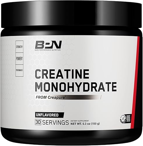 BARE PERFORMANCE NUTRITION, BPN - Monohidrato de creatina pura de Creapure, seguro y eficaz, sin sabor, 30 porciones (30 porciones)