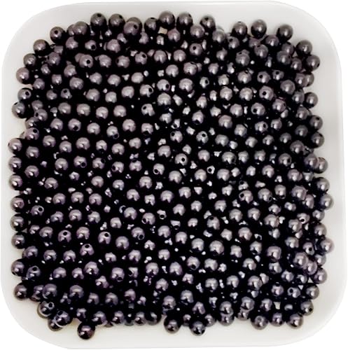 HappyFiller 750 perlas negras redondas sueltas de 0.315 pulgadas con agujeros para hacer joyas, barcelet, manualidades, relleno de jarrón, soporte