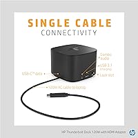 Vista 2 de HP Thunderbolt Dock 120W with HDMI Adapter, Universal USB-C Docking Station, One Cable, Multiple Connections, with a Single USB-C™ Cable Connection