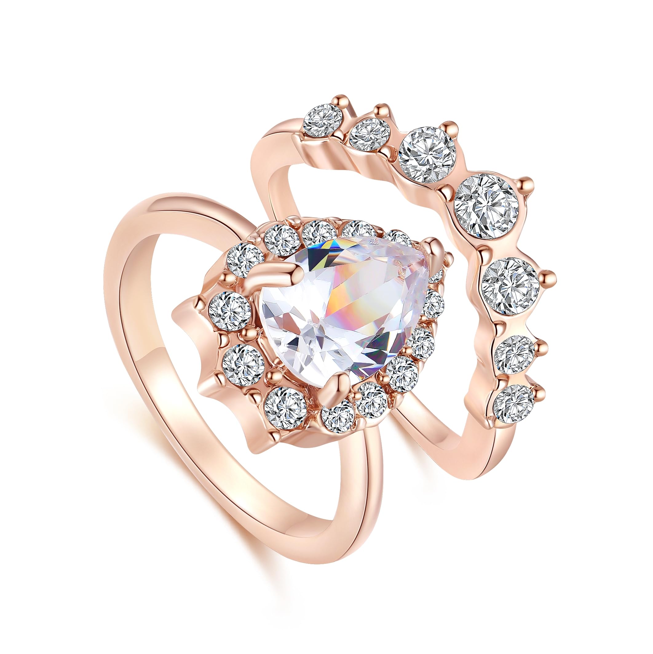 PICKBEAUPICKBEAU 18K Gold Plated Dome Eternity Rings for Women, Chunky Sun Celestial Starburst Band Ring Cocktail Stackable CZ Diamond Wedding Rings