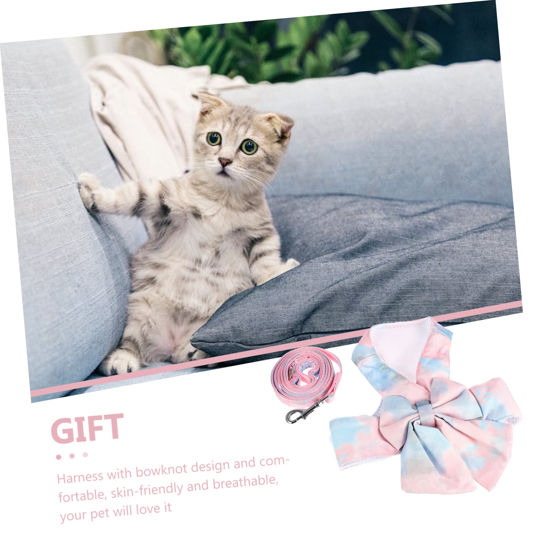 BESPORTBLE Cat Harness Escape Cat Walking Leash Kit Bowknot Vest Harness and Leash Set