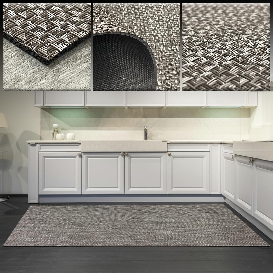 Image secondaire de Tapis Vinyle Tressé Tadi & Imperio1979 - 60 x 600 cm - Marron Antidérapant et Lavable