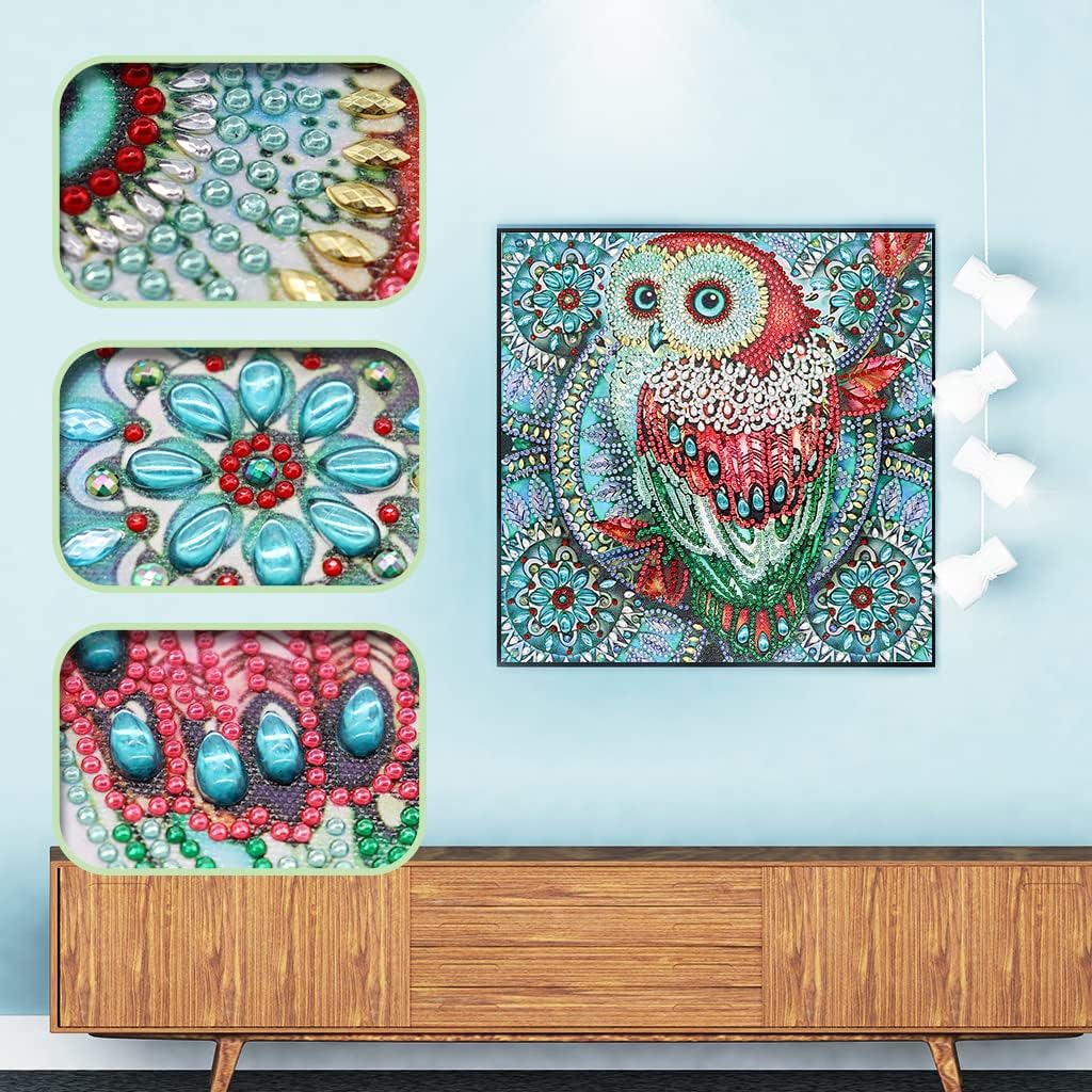Hibah Diamond Painting Kits, Owl Diamond Art 5D Diamond Painting Kit for Adults Diamond Rhinestone Gem Art Painting (Owl 1) image 2
