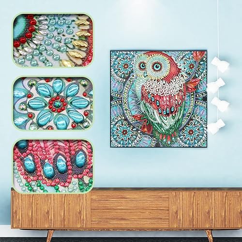 Miniatura 2 de Hibah Kit de pintura de diamantes, diseño de búho de diamante 5D, para adultos, pintura de diamantes de imitación de diamantes de imitación, pintura