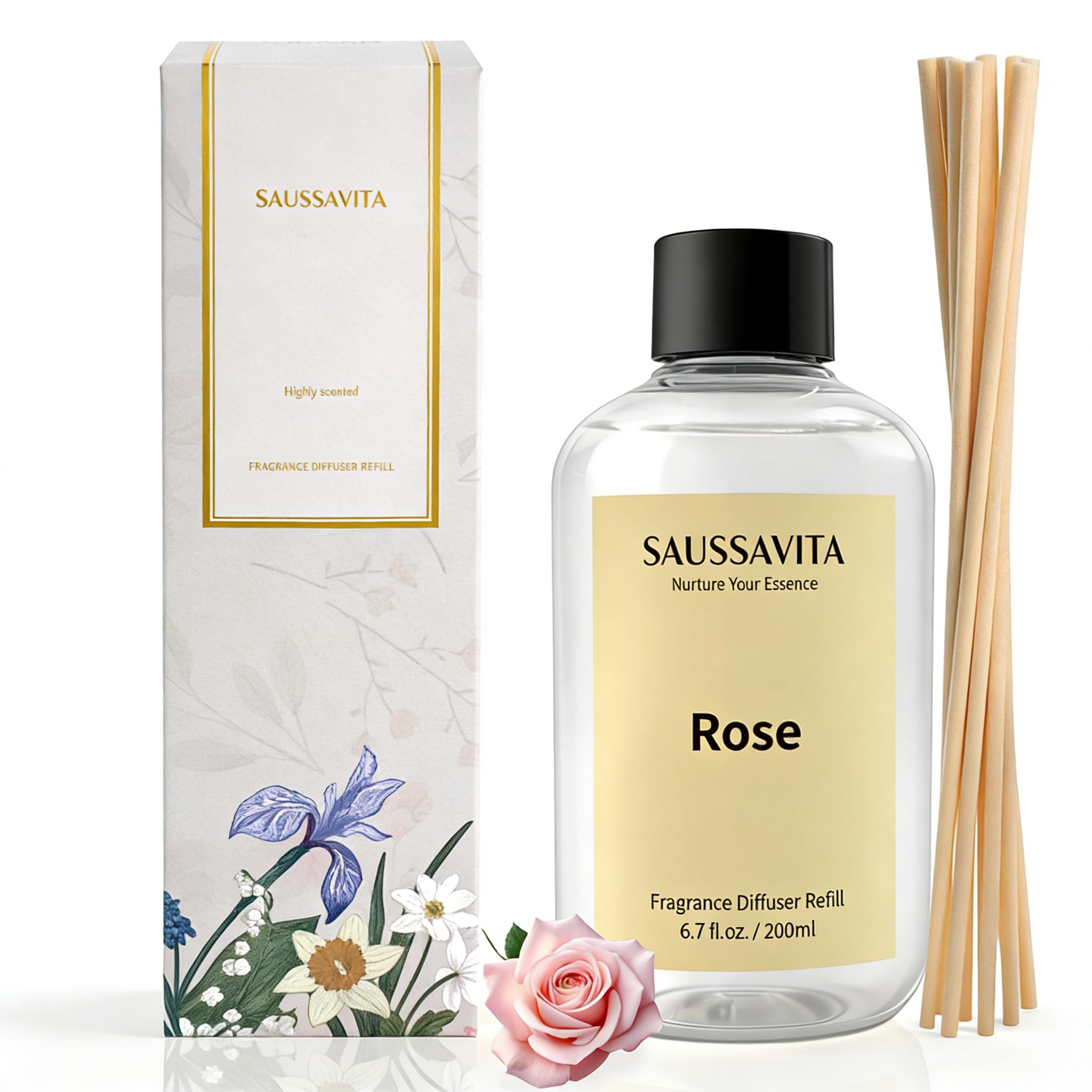 Reed Diffusers Refill Rose Scent 200ml Lasts up to 120 Days
