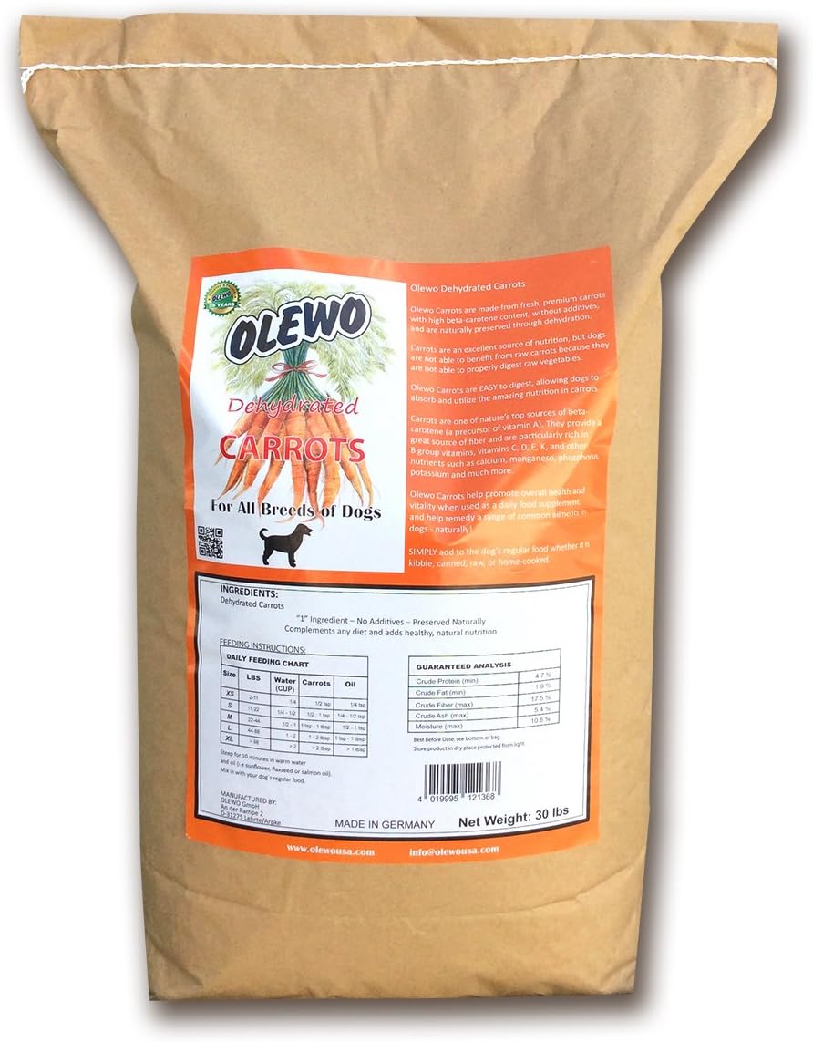 Olewo Carrots Dog Food Supplement - Breeder Bag 30 Pounds