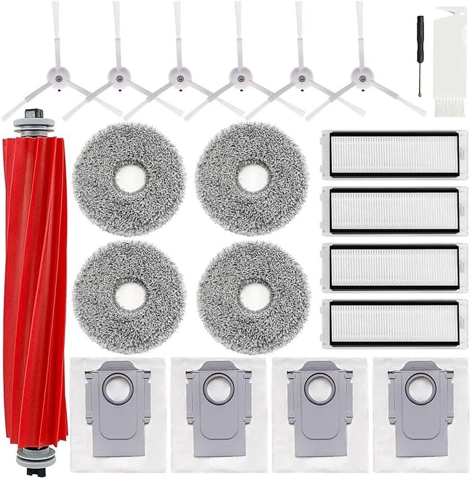 Chuancheng 20Pcs Accessories Kit for Xiaomi Roborock Q Revo, P10 Vacuum Cleaner Replacement Parts, Include Roller Brush + Hepa Filter + Side Brush + Mop Pads + Dust Bags + Cleaning Brush