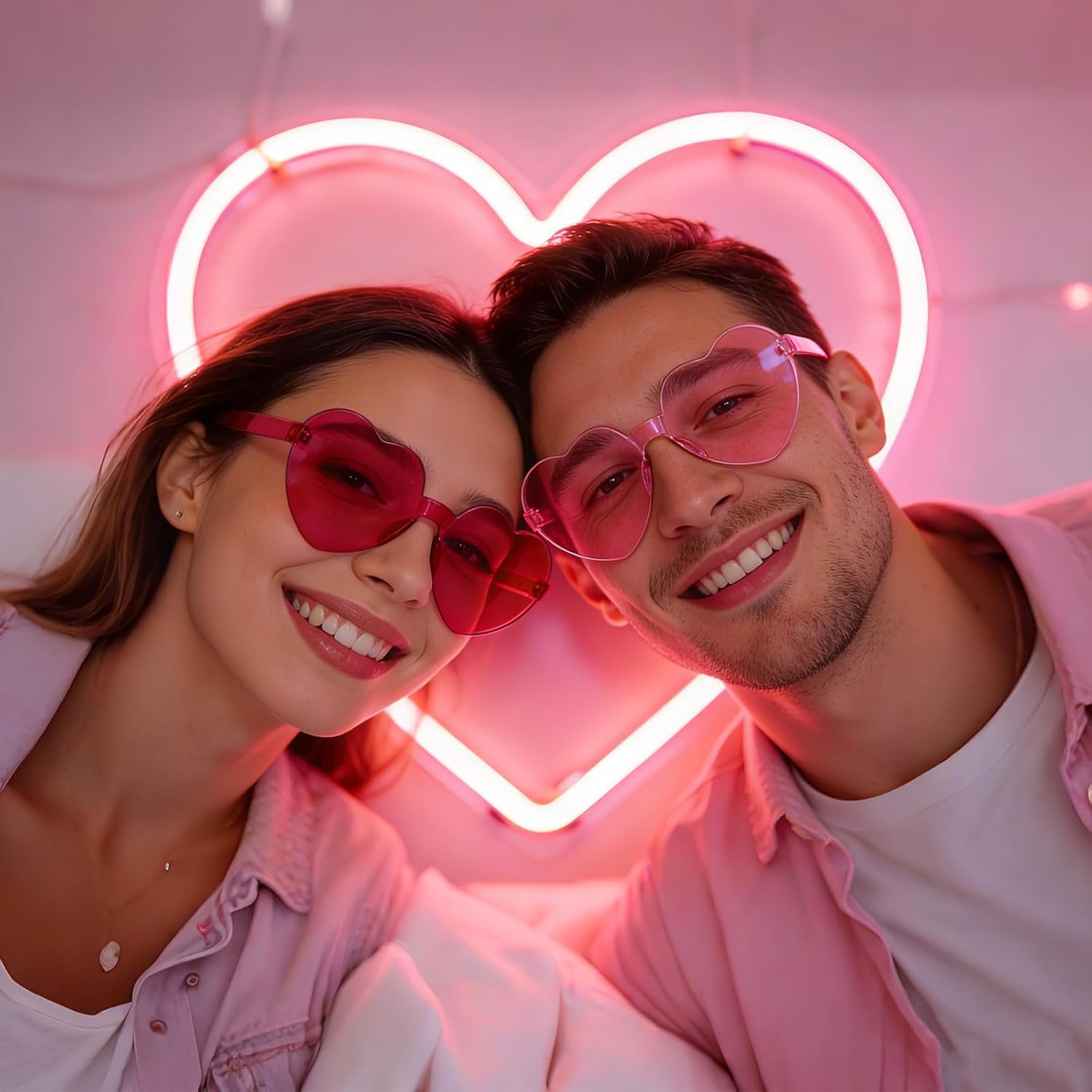 SUNOVELTIES 18 Heart Shape Rimless Sunglasses Transparent Candy Color Party Glasses Colored Eyewear for Women - Image 2