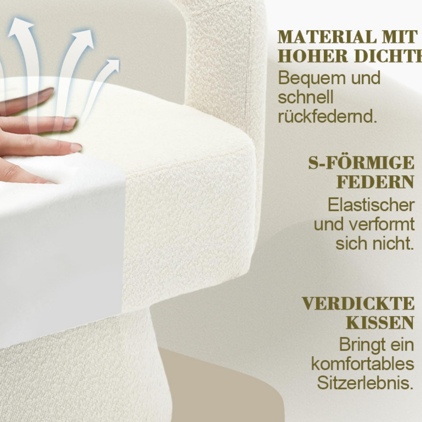Sillas acentuadas giratorias de 360 grados, sillas redondas con acolchado ancho, silla de tela mullida para salón, dormitorio, oficina, sala de espera, beige