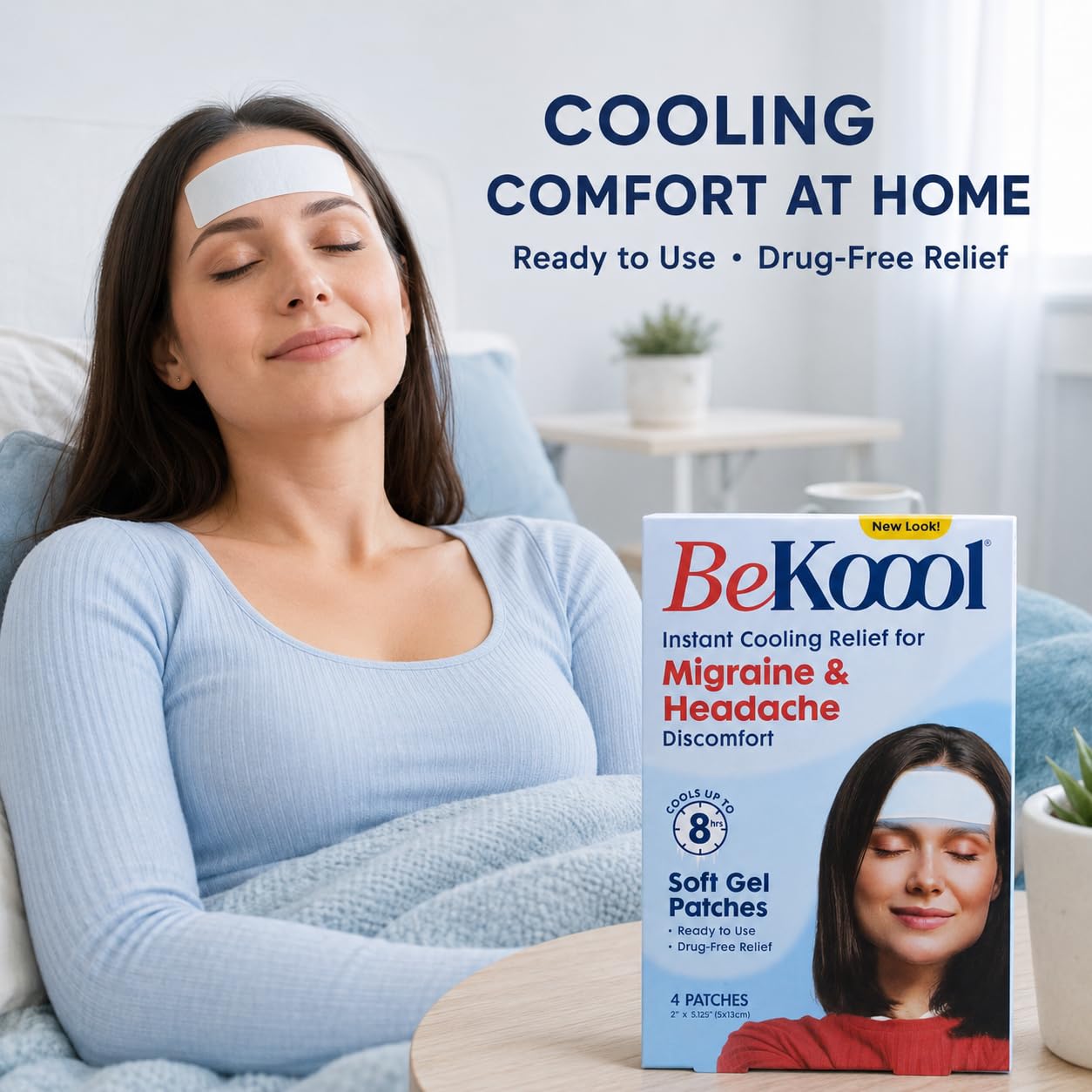 BeKoool Migraine & Headache Cooling Soft Gel Patches, 4 ct (Pack of 2) — Amazon image 6