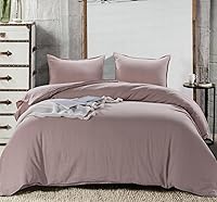 Vista 1 de meadow park Juego de funda de edredón de 100% lino, 3 piezas (1 funda de edredón y 2 fundas de almohada), estilo básico con cierre de botón, lino