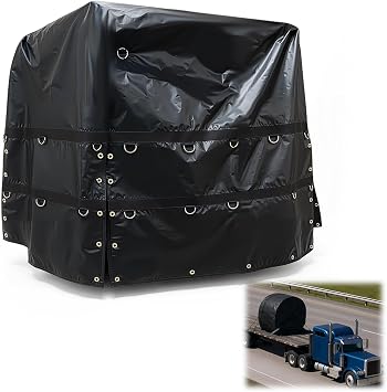 1 Pcs 6 X 6 X 6 Heavy Duty Coil Tarp Trailer Tarp Dump Truck Bed Covers 18oz Vinyl Bag Durable Protection for Steel Coils Flatbed Truck Cargo Black