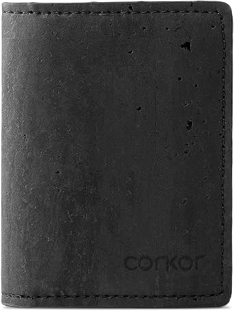 Corkor Slim Wallet for Men, RFID Safe, Vegan Non Leather, Bi-fold Cards Cash