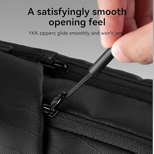 Miniatura 7 de Muzee Mochila ligera para viajes de negocios, mochila impermeable para laptop con funda protectora digital, bolsillos ocultos y cremalleras YKK,