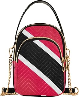Trinidad Tobago Flag over Shoulder Handbags Lady Quilted Chain Strap Phone Wallet Handbag Cute Zipper Lady Crossbody Bag