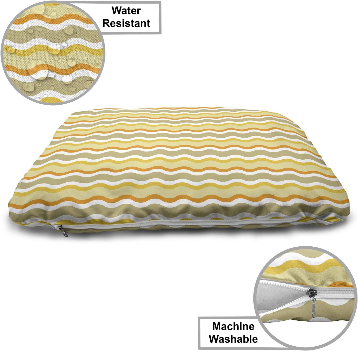 review Lunarable Abstract Pet Bed, Waved Bold and Thin Stripes Conceptual Lines in Fall Season Colors, Chew Resistant Pad for Dogs and Cats Cushion with Removable Cover, 24