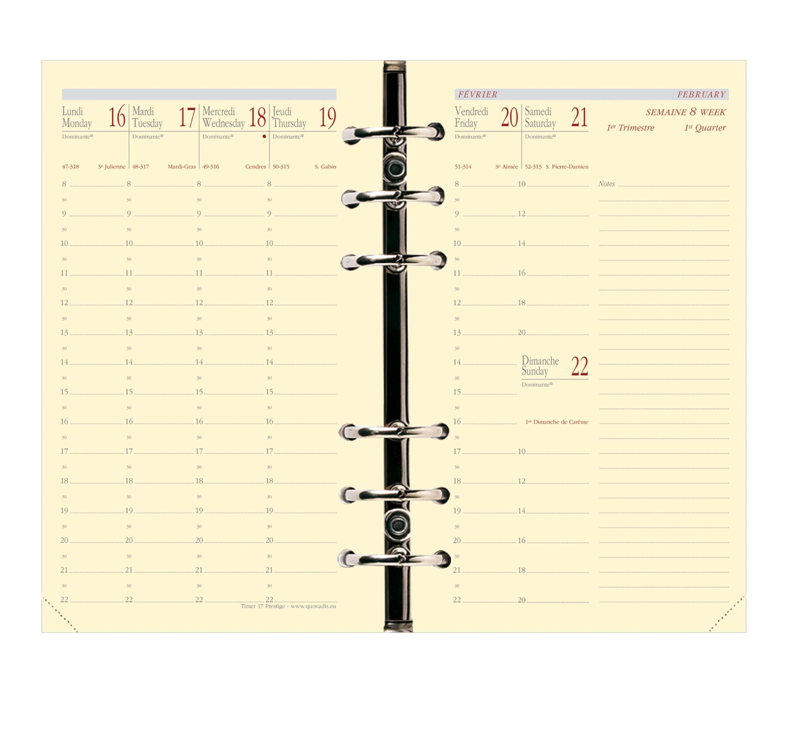 Quo Vadis - Organizer - 2024-2025 - Timer 17 Prestige - Agenda settimanale - Francese - Club - Rosso - 16 mesi da settembre a dicembre - 10 x 17 cm