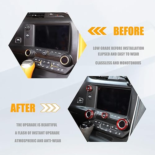 Miniatura 2 de LLKUANG Cobertura de Botón de Perilla de Volumen de AC para Consola Central Compatible con Chevrolet Corvette C7 2014-2019 Aleación de Aluminio