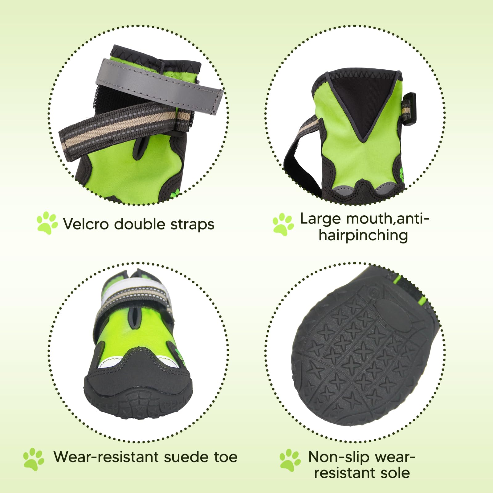 Dog Boots FISHOAKY Waterproof 4-Pack Anti-Slip Paw Protectors