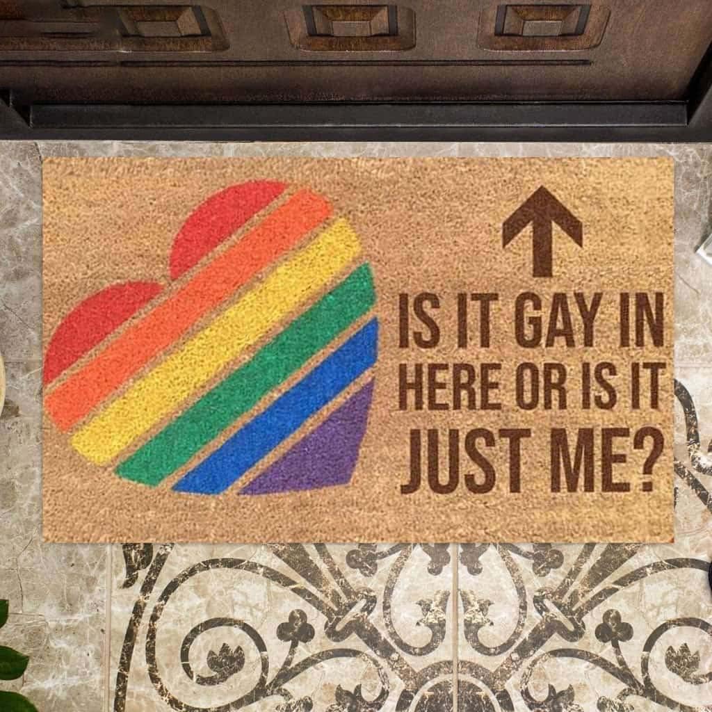 Paillasson LGBT Est-ce Que C'est Gay Ici - Tapis d'entrée extérieur humoristique