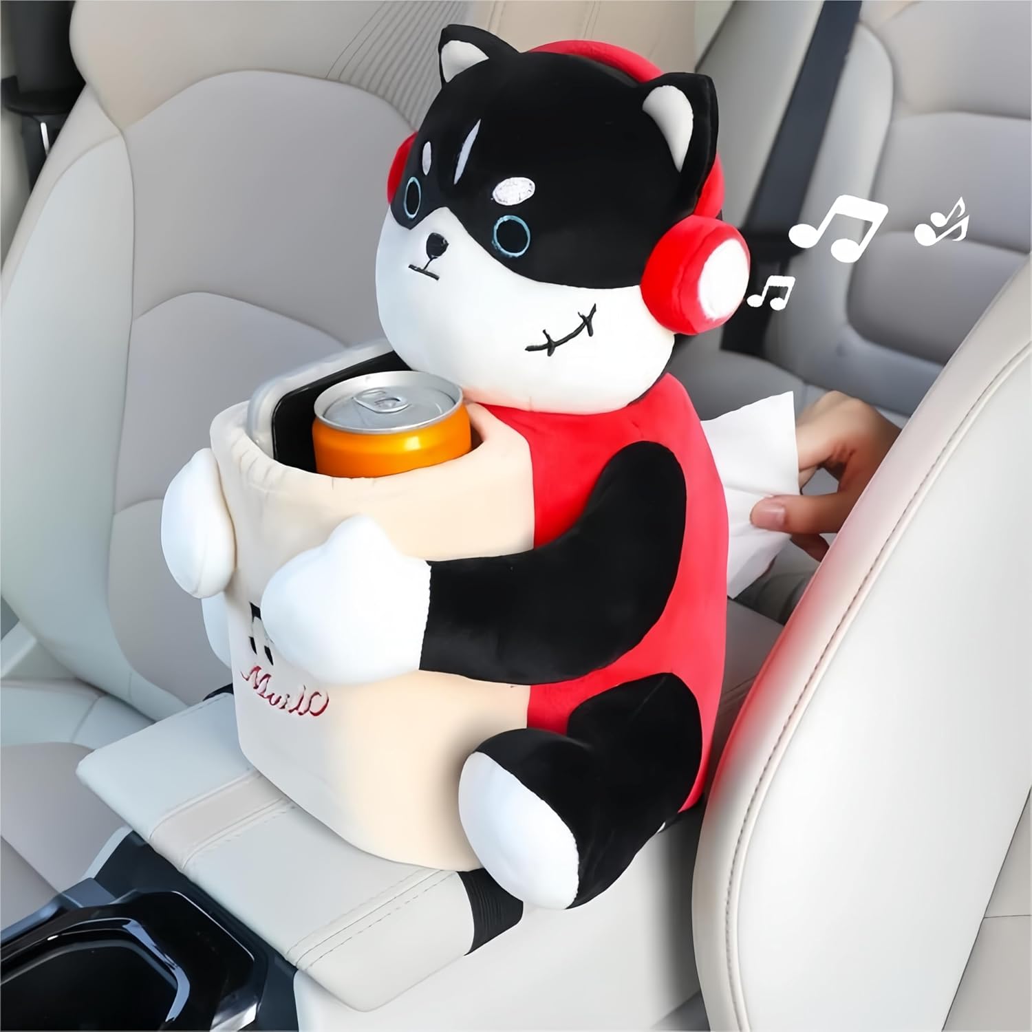 2 in 1 Creative Car Tissue Box, Car Trash Can (Puppy (Red))