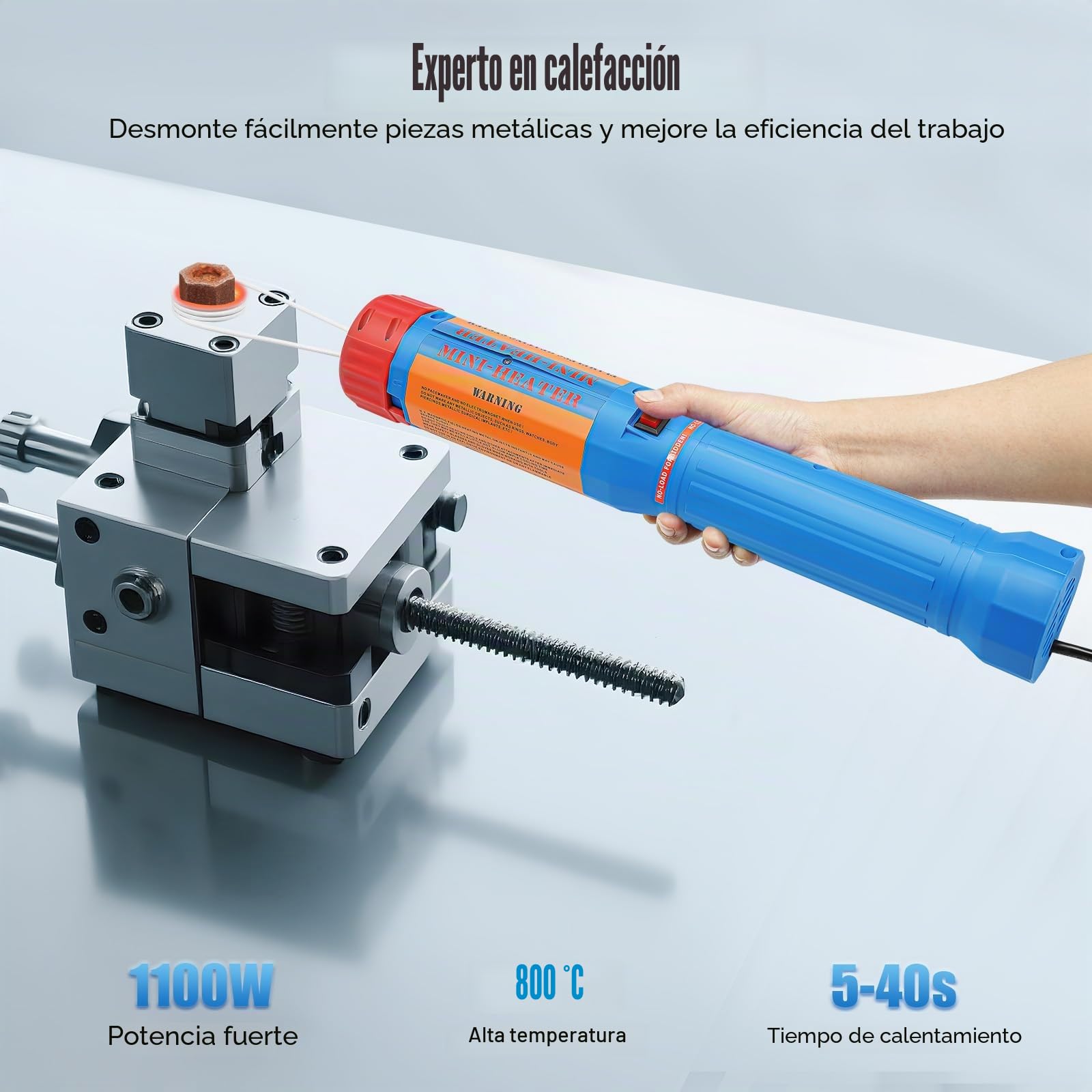 Calentador de inducción para coche, 1,1 kW, con 8 bobinas de calefacción, calentador magnético de inducción, set para quitar pernos y tuercas, temperatura máxima de calentamiento de 800 °C