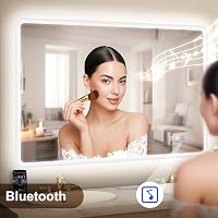 STARLEAD 80x60 cm Fürdőszobai LED Tükör - Szabályozható Fényerő, 3 Színhőmérséklet, Páramentesítő, Bluetooth Hangszóró, Edzett Üveg, IP44 2