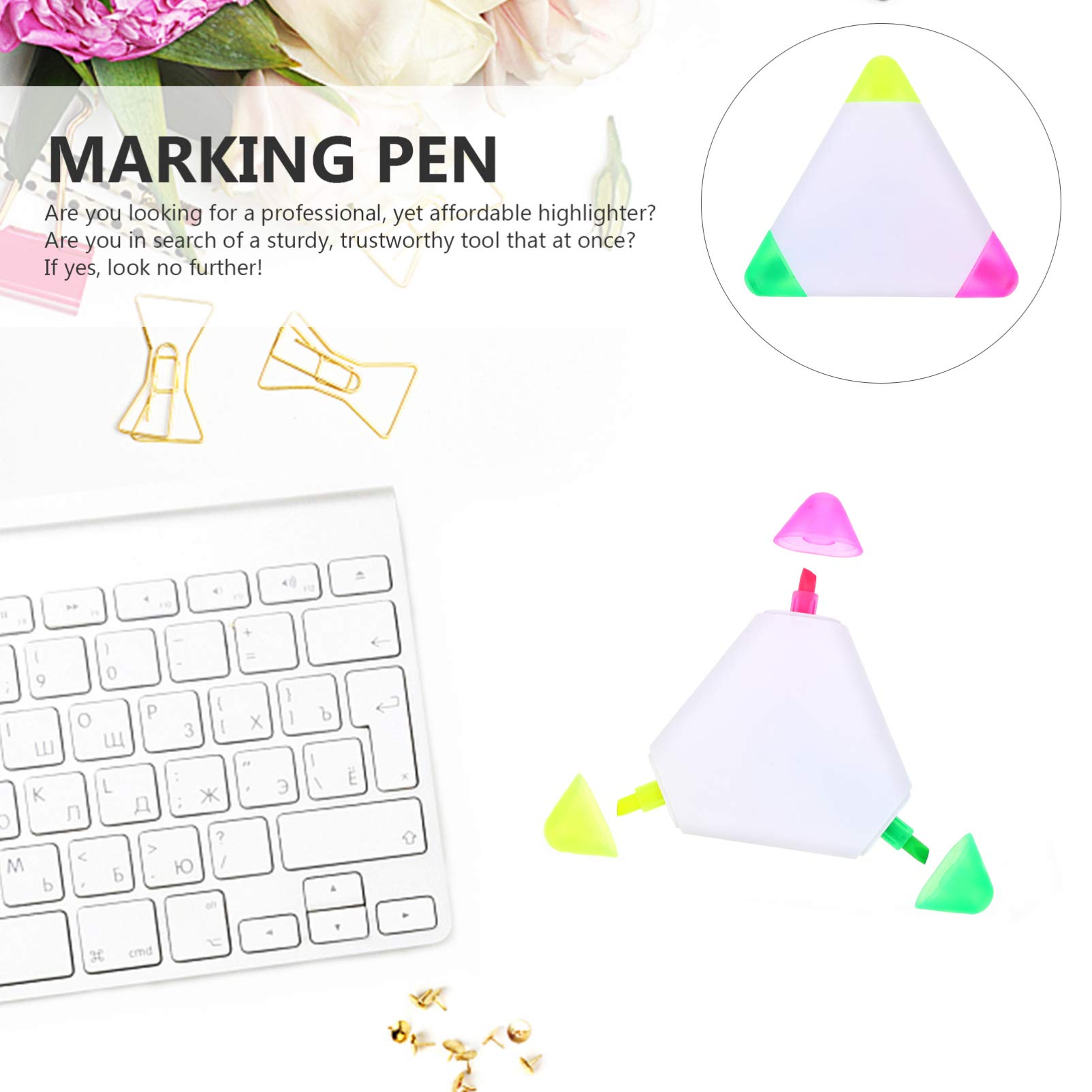 LALAFINA 30piezas Rotuladores Triángulo Fluorescentes De Brillantes Para Oficina y Escuela Marcadores Portátiles De Diseño Creativo