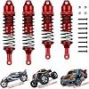 EPINON for 110 Slash Shocks Stampede Rustler Bandit Hoss All Aluminum Front & Rear Shocks Upgrade Parts RC Truck Replace 5862 4Pcs Red