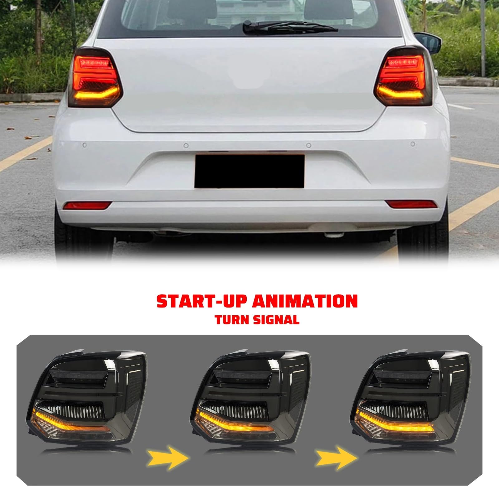 Compatibile Con Per Polo 5 MK5 6R 6C 2009-2017 Auto Animazione Dinamica Sequenziale Segnale Girata Nero Posteriore Lampade Di Montaggio luci segnalazione posteriori