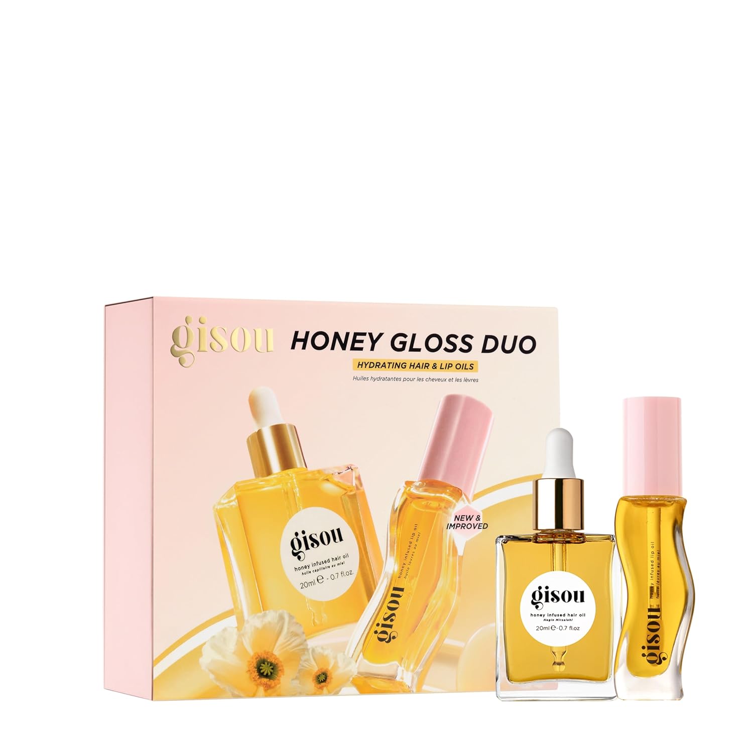 Gisou Honey Gloss Duo – Honey Infused Hair Oil & Lip Oil for Long-Lasting Hydration & Shine