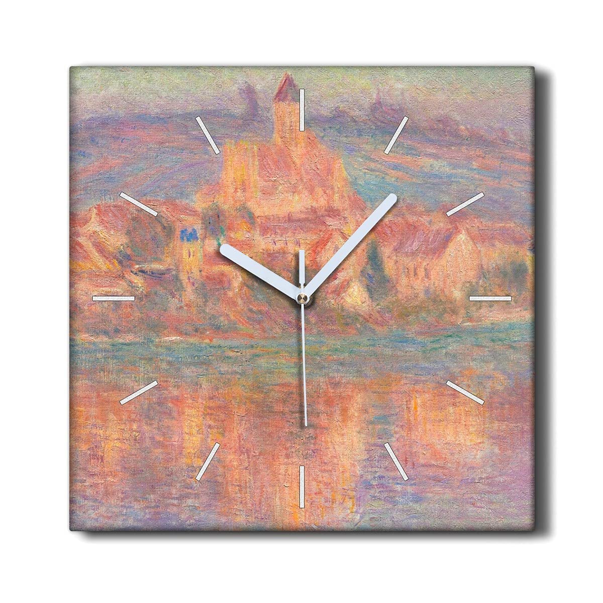 Horloge sans tic-tac Monet Vétheuil Coloray 30x30cm pour un salon silencieux