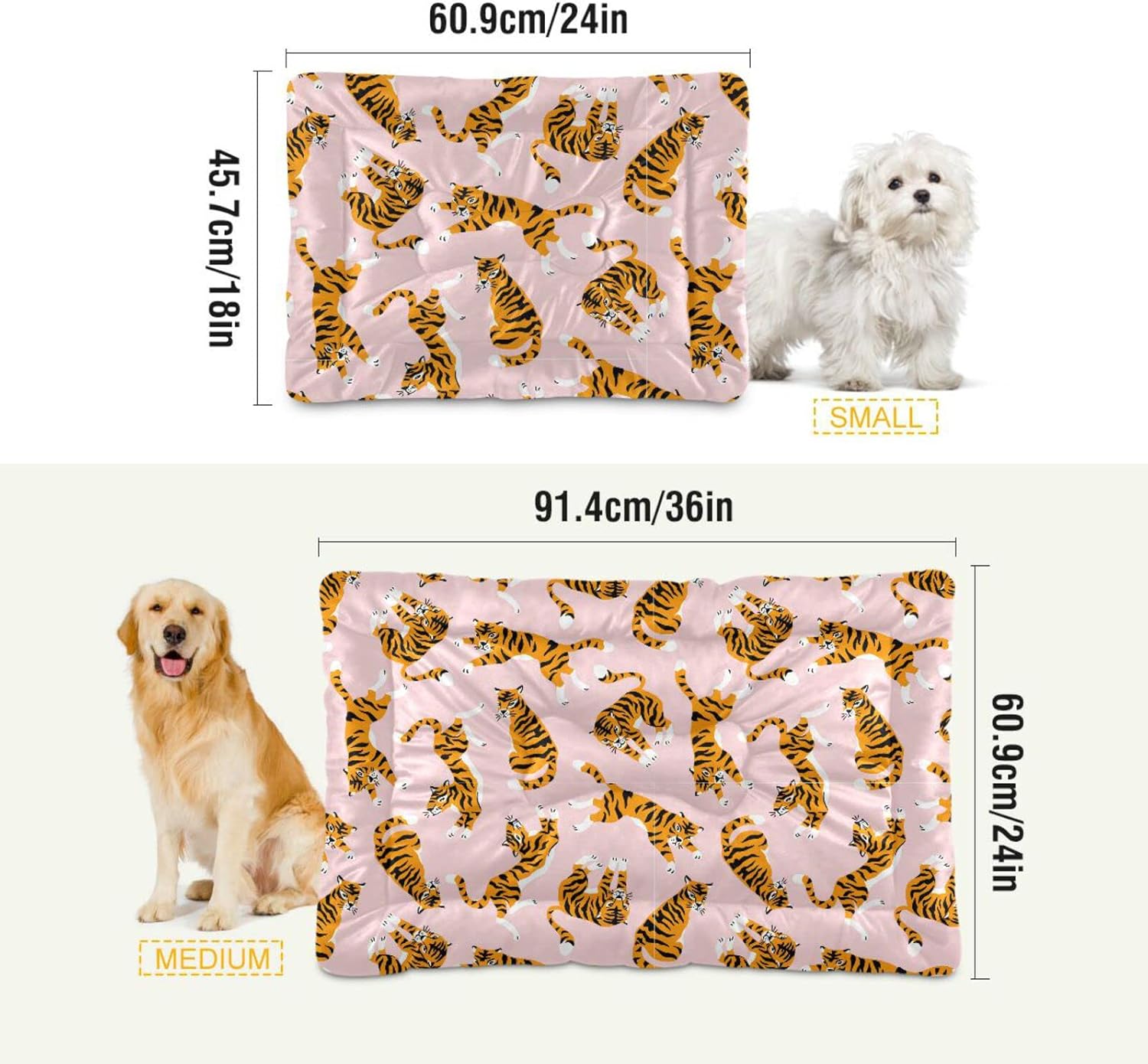 review Tigers Dog Cat Bed Washable Crate Pet Bed Anti-Slip Comfortable Crate Pet Puppy Bed Mat for Indoor Small Medium Large Dogs Cats, 18 x 24 Inch