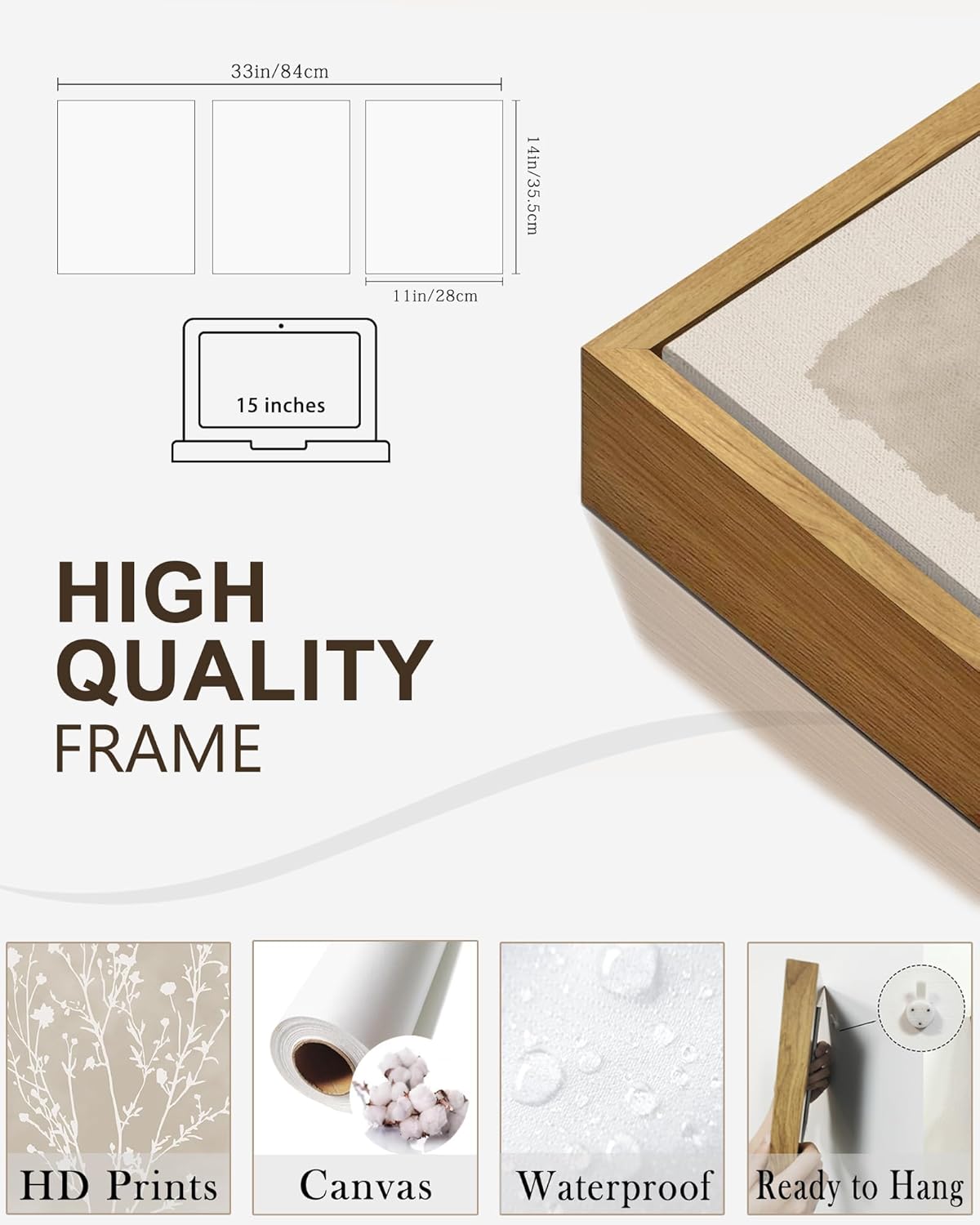 Drsoum Botanical Flower Wall Art Framed Vintage Floral Wall Prints Wildflower Neutral Rustic Bohemain Artwork Farmhouse Bedroom Ready to Hang 11x14in Natural Framed