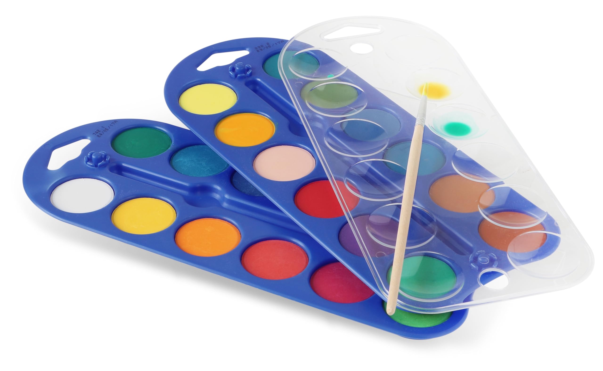 PRIMO - Acquerelli per Bambini Artisti con 24 Colori Ø30 mm + 1 Pennello Acquerello per Dipingere, Kit Tavolozza per Dipingere Pittura, Colori per Bambini +5 Anni Acquerellabili per Lavoretti Creativi