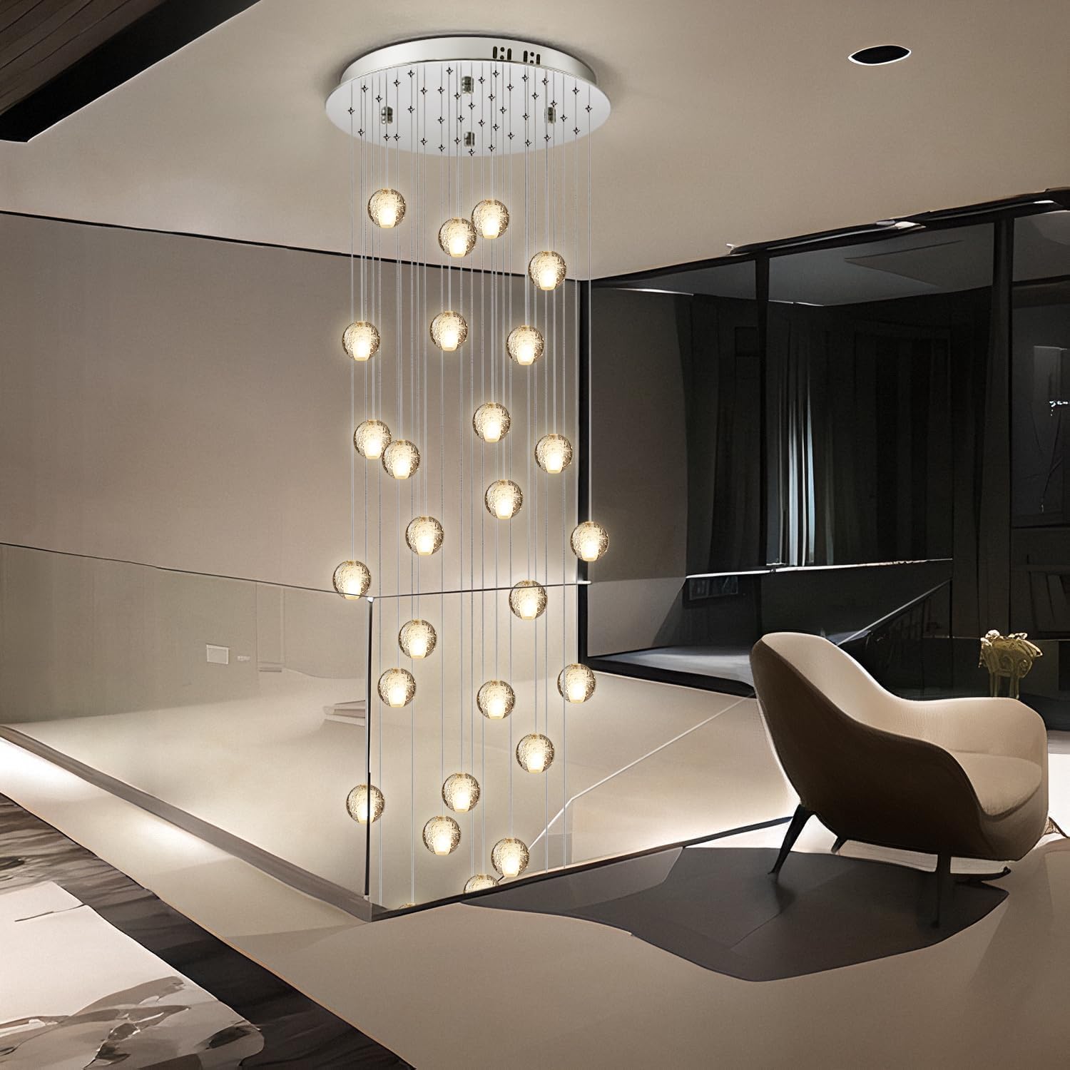KJLARS Crystal Chandelier LED Modern Pendant Light Raindrop Ceiling ...