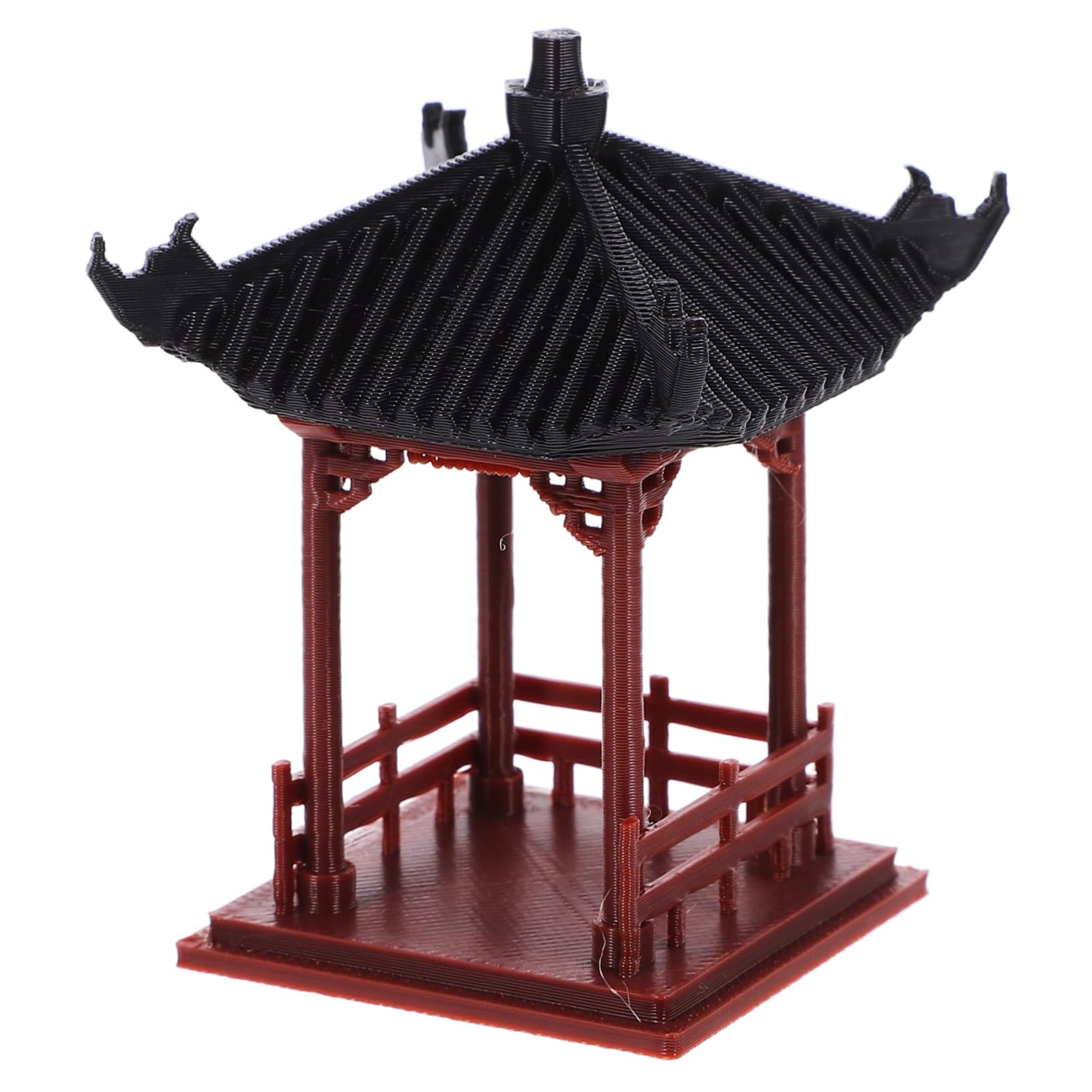 Pavillon chinois miniature rouge en ABS résistant pour décor de jardin japonais