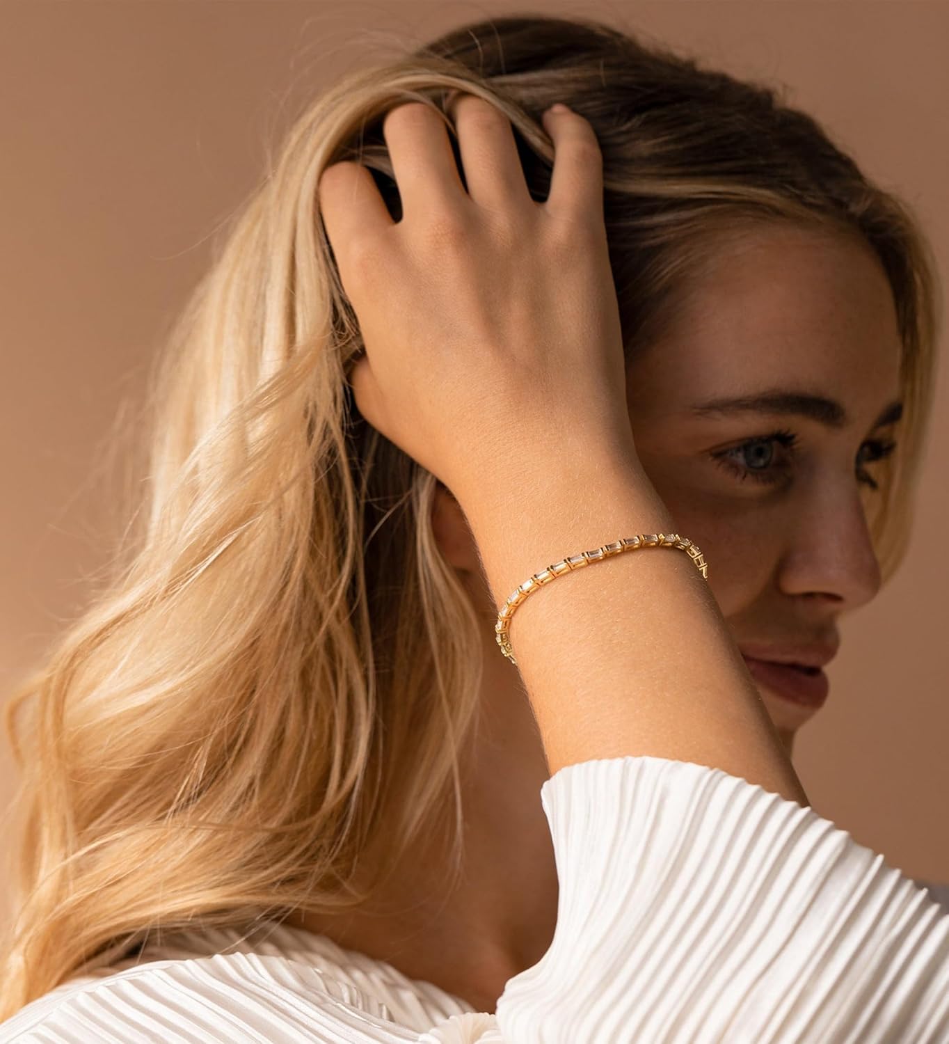 MBW Gold Bracelets for Women Trendy, Dainty 14K Gold Plated Bracelet Stack Beaded Chain Bracelet Set Thin Small Cute Paperclip Bracelets Fashion Waterproof Jewelry Gift Gold Accessories for Women - Image 3