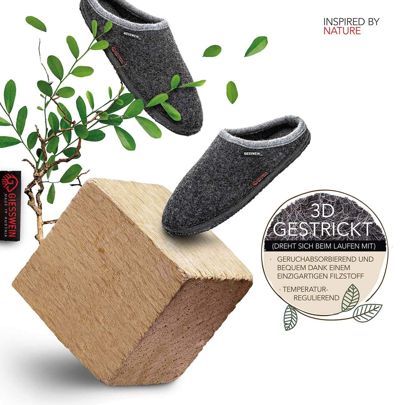 Giesswein Hausschuhe Dannheim - Warme Filz-Pantoffeln für Damen & Herren, Rutschfeste Pantoletten, Unisex Slippers aus Wolle‌