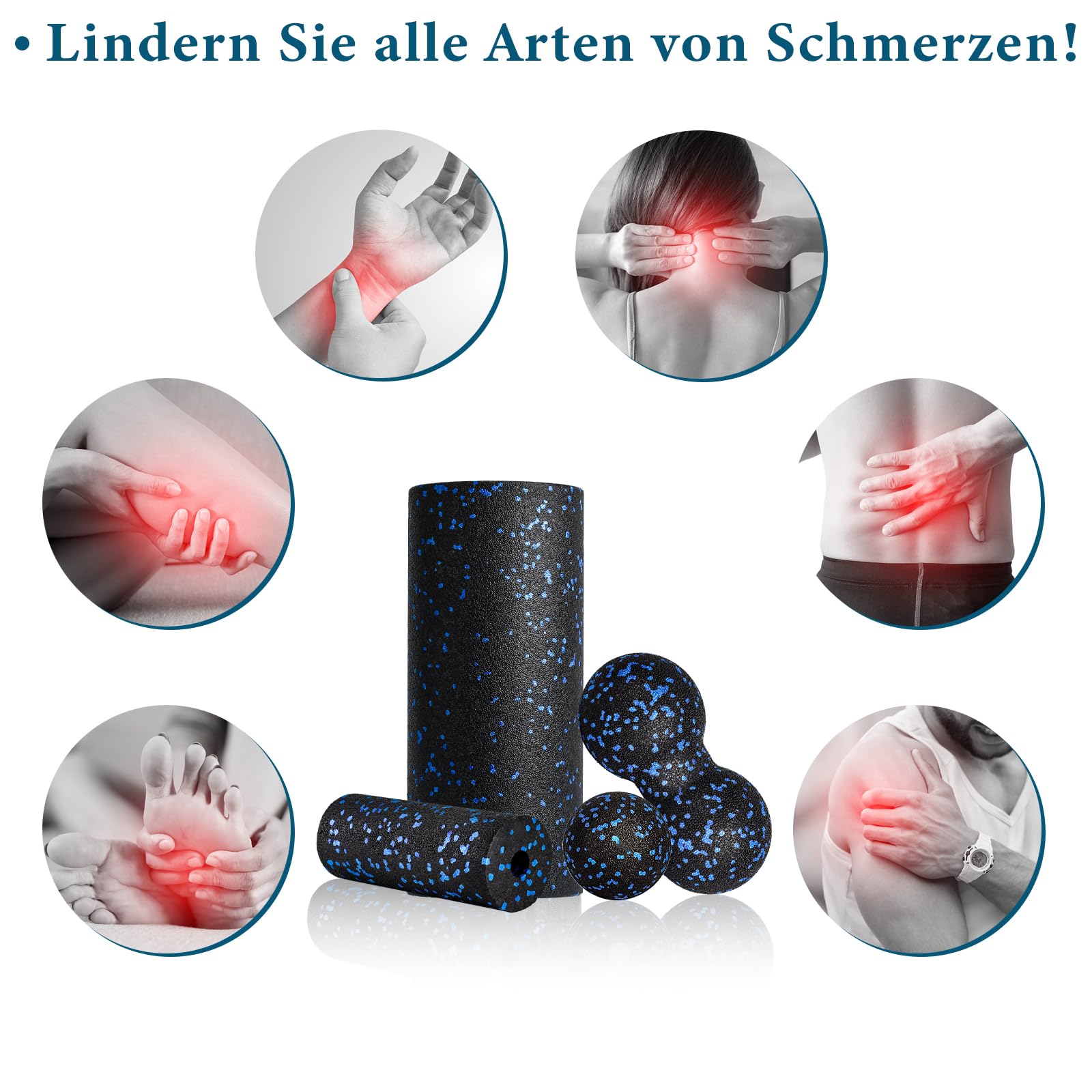 Zestaw wałków do masażu powięzi Blackroll Foam Roller zestaw z piłką do masażu powięzi, mały wałek do masażu powięzi, mały i podwójna piłka do jogi, powięzi, treningu mięśni