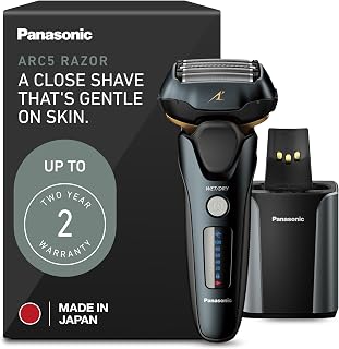 Panasonic ARC5 ES-LV97-K Electric Shaver for Men: 5-Blade Wet/Dry Razor with Cleaning Station, 16D Flex Head, Shave Sensor