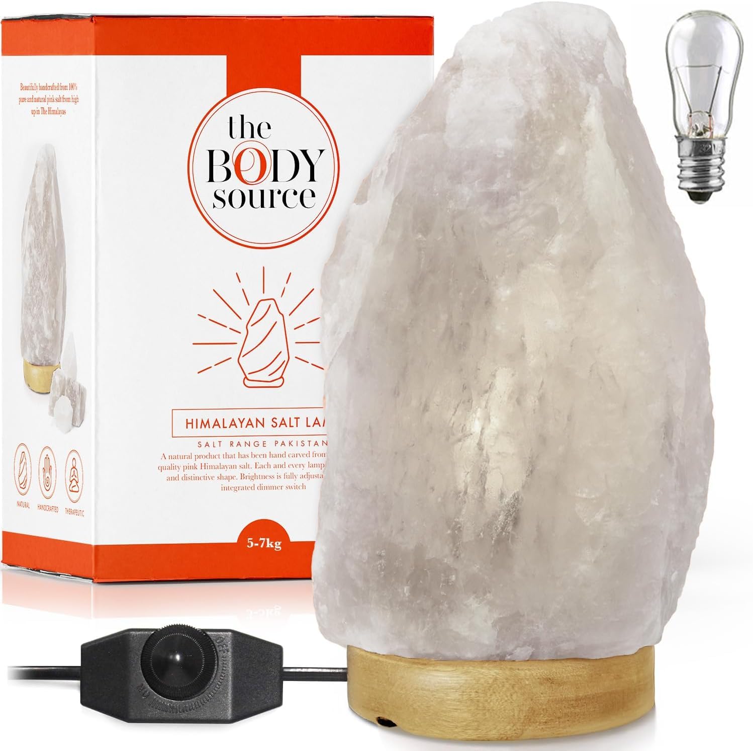 Photo 1 of ***DIRTY / MISSING BULB*** The Body Source Himalayan Salt Lamp 10-12 Inches (11-15lb) | Includes Dimmer Switch | Natural Salt Rock Lamp with Handcrafted Wooden Base & Night Light (Bulb Replacement)