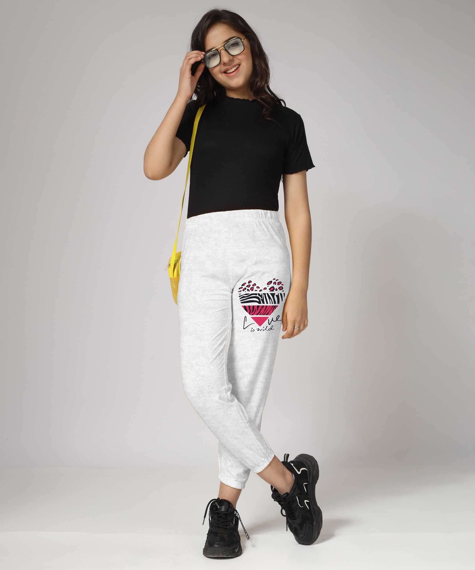 KYDA KIDS® 100% dziewczęce bawełniane spodnie dresowe z nadrukiem (3 sztuki)