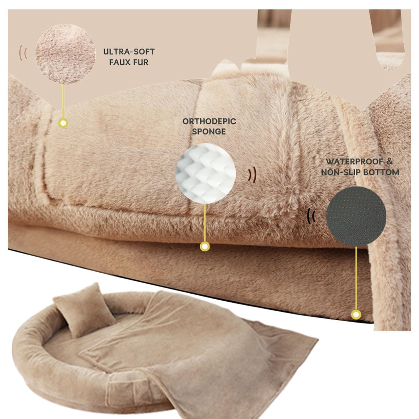 Cama perro cómodo y cálida,Grande Cama for Perros Humanos,cama grande y cómoda for perros humanos,Cama for perros humanos,cama grande y cómoda for perros humanos(L*W*H:165*100*25CM/65*39*9IN)
